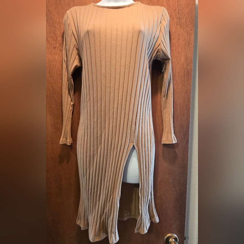 Free People Ribbed Tan Dress SzM - Picture 2 of 7